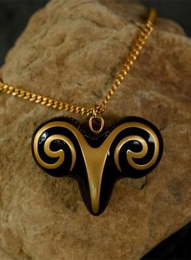 山羊系列原创设计黑珐琅项链毛衣链高级感独特时尚个性新品礼物