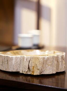 茶室收纳器皿树化石烟灰缸创意家居潮流个性现代新中式样板房摆件