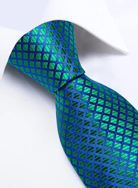 DiBanGu Men Necktie Teal Blue Paisley Designer Silk Wedding