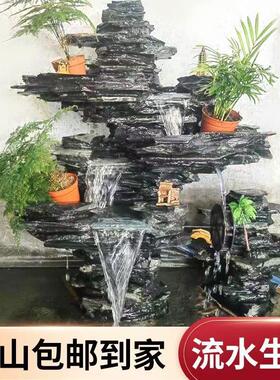 大型庭院花园室内外造景鱼池瀑布喷泉别墅阳台真石头假山流水摆件