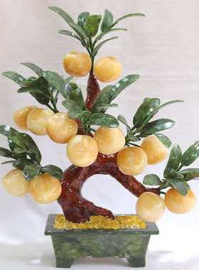 原色玉石仙桃子寿桃树办公室酒柜电视柜客厅摆件家居装饰品送老人