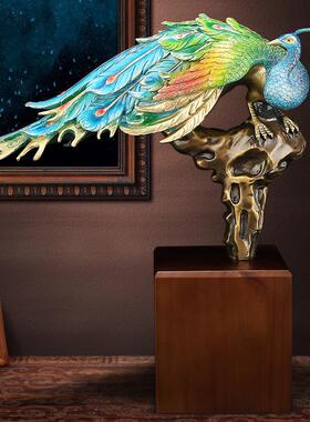 吉善缘 《富贵荣华》全铜孔雀摆件 结婚客厅欧式家居装饰工艺礼品
