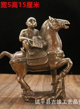 桌古铜器马上封猴当朝一品仿古做旧铜器家居装HRI面饰仿摆件