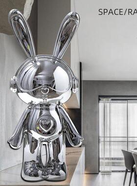 潮玩电镀兔子摆件客厅电视柜酒柜家居装饰品玄关高级感软装工艺品