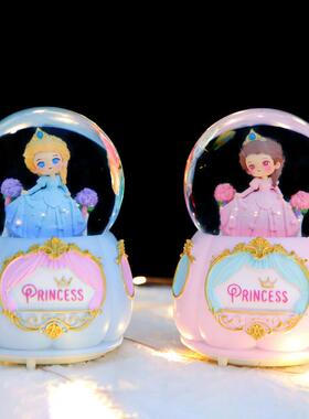新款公主驾到梦幻公主城堡卡通音乐盒水晶球创意水球桌面装饰摆件