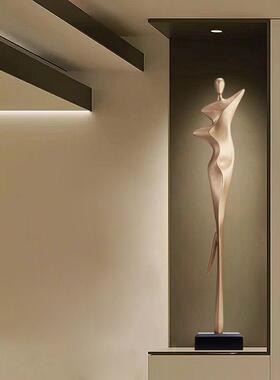 轻奢玄关柜摆件竖高客厅电视柜装饰品意式极简人物雕塑高级艺术感