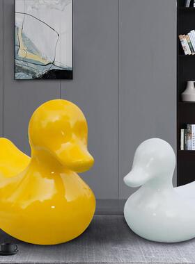 玻璃钢座椅卡通鸭子庭院商场游乐场公园儿童创意休闲摇椅落地摆件