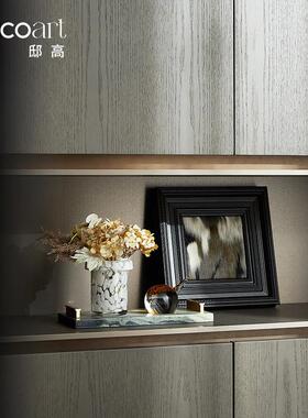 现代养生馆客厅茶几餐厅桌面大理石长方形收纳托盘摆件轻奢高级感