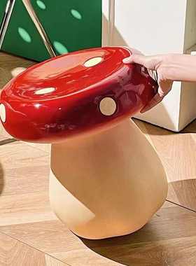 卧室创意蘑菇客厅摆件家用矮凳换鞋玄关装饰新中式家居乔迁收纳