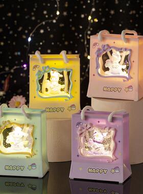 创意快乐木马礼物袋水晶风灯盒儿童音乐女孩氛卧室围1625装桌面饰