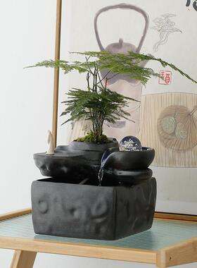 创意招财猫摆件流水生财循环水办公室桌面前台收银柜台开 业送礼