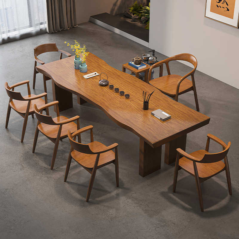 新中式全实木大板茶桌子现代简约客厅办公室茶台整板原木泡茶桌椅,淘宝优惠券,粉丝福利购,淘宝优惠卷