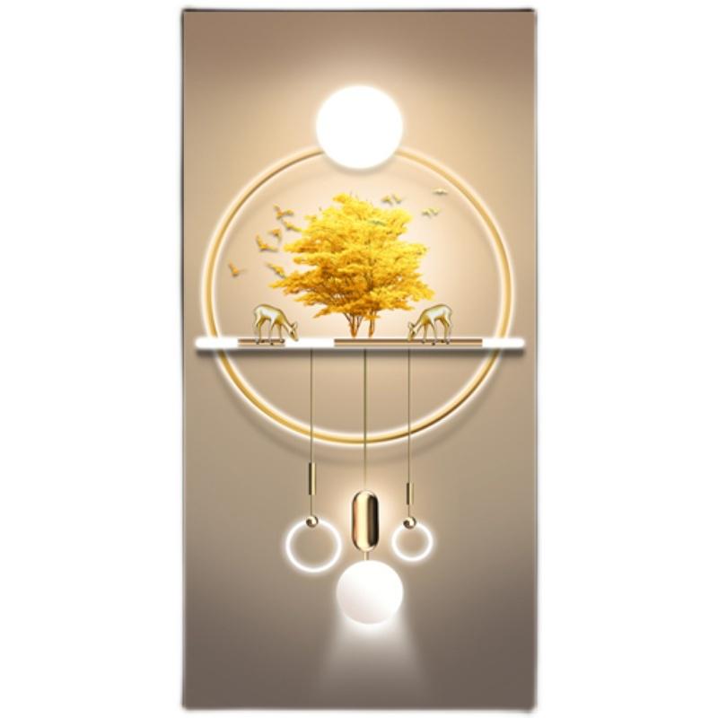 入户走廊过道简约挂画五福招财鹿竖版晶瓷壁画轻奢现代玄关装饰画 - 图3