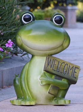 户外园林景观装饰仿真青蛙树脂雕塑欢迎摆件花园庭院造景卡通动物