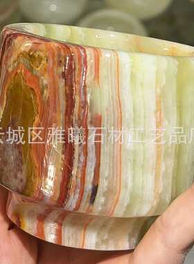 轻杯子酒水杯子摆件高档桌面杯装饰玉石天然ins奢玉石香薰烛台风