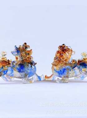 琉璃如意貔貅摆件纯手工工艺品家居客厅玄关装饰品开业乔迁送礼