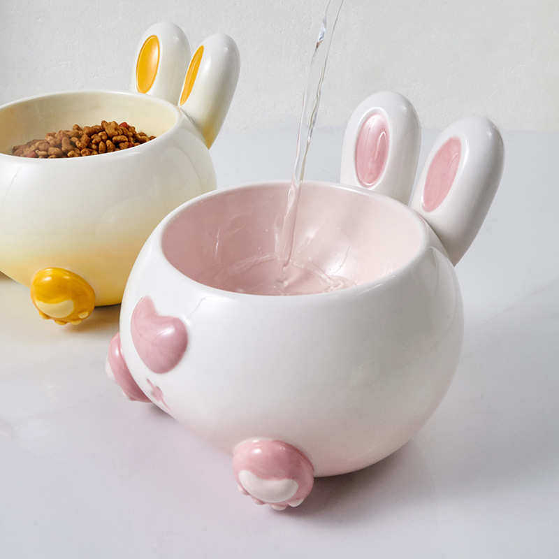 翘臀猫兔陶瓷宠物碗猫猫食盆防打翻可爱防滑猫狗饭碗喝水食盆,淘宝优惠券,粉丝福利购,淘宝优惠卷