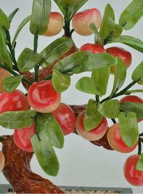 小18个黄玉桃子树玉器盆景玉石客厅摆件工艺品家居饰品创意礼品