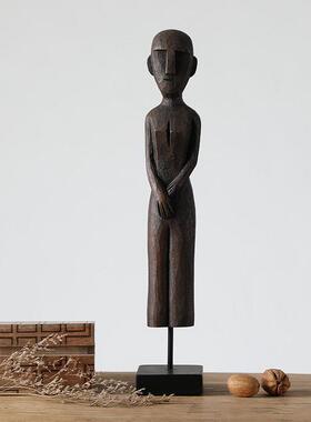 侘寂风创意人物艺术雕塑装饰摆饰玄关高级感树脂工艺品民宿软装