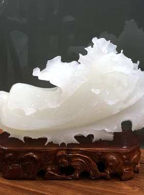 白玉玉细腻珍宝阿富汗油白菜工艺品润似白菜 摆设摆件家居和田玉