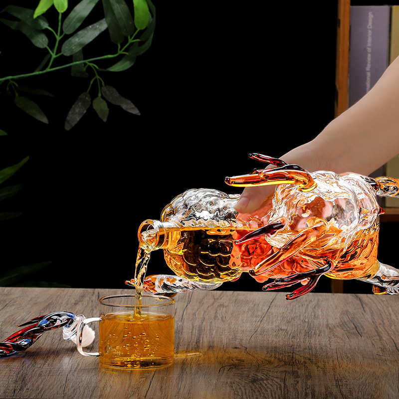 New creative glass sealed wine bottle 2kg Kirin shape liquor bottle thickened high borosilicate glass bottle bubble wine bottle