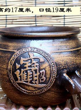 陶艺黑金流水新中式创意手工生态鱼缸陶罐循环流水造景装饰摆饰