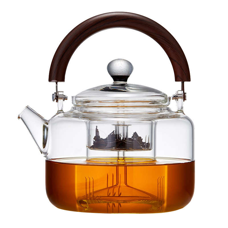 新羽蒸煮两用大容量煮茶器磁吸式提梁壶耐高温玻璃加厚分离蒸茶壶 - 图3