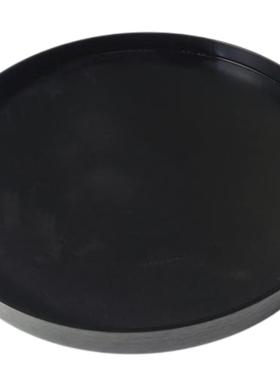 北欧黑色圆盘金属托盘收纳盘摆件饰品盘圆形盘水果盘工艺品置物盘