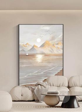 新款客厅挂画现代简约玄关装饰画抽象海浪肌理感沙发背景墙落地画