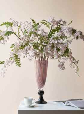 花瓶法式覆古高级感水养鲜花百合蝴蝶兰彷真槐蕊花插花餐桌摆件大
