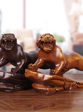 实木招财老虎摆件镇宅家居客厅摆设办公室装饰生肖虎年吉祥物礼品