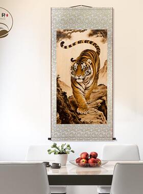 中式老虎猛虎画像挂画中堂画客厅新中式装饰画墙壁画国画卷轴挂图