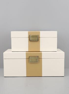 中式简约创意金属扣皮革收纳盒客厅卧室玄关书房衣帽间家居装饰品