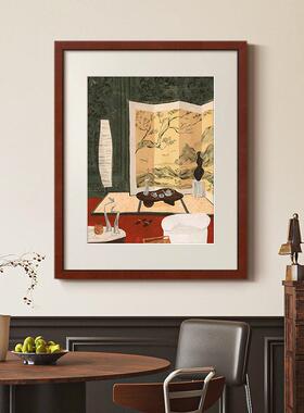《绿幕雅酌》法式南洋中古风客厅装饰画日式复古餐厅玄关卧室挂画