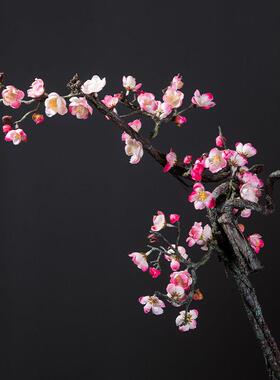 假花真花卉腊梅花客厅装饰落地插花长枯枝条花瓶整体摆设花艺