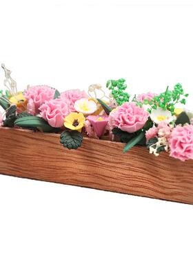 1：12娃娃屋花园摆件手工粘土花长花圃花卉dollhouse模型
