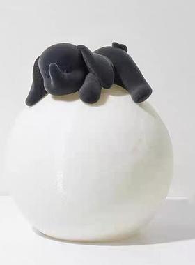 现代轻奢植绒小飞象床头灯夜灯立体植绒趴趴象树脂工艺品桌面摆件