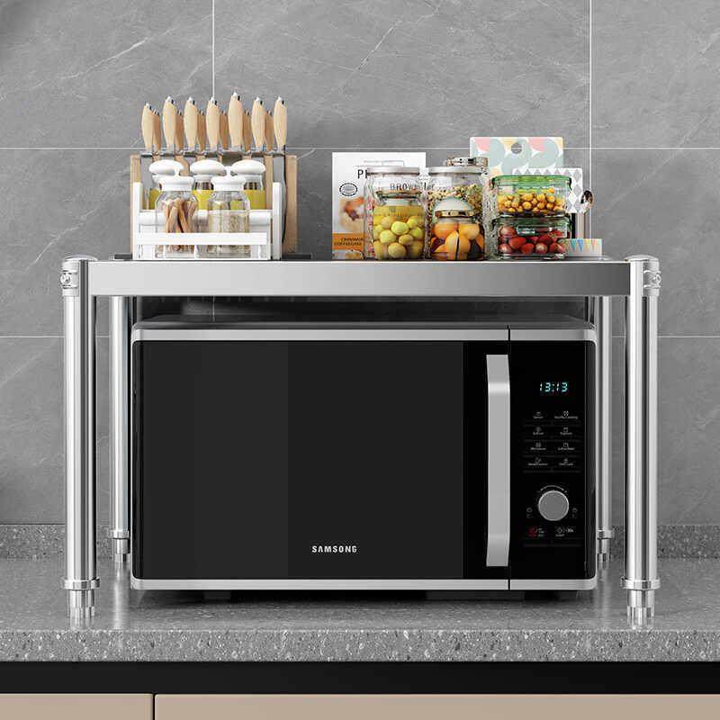 厨房不锈钢色置物架台面加高一层微波炉烤箱升高单层多功能架子,淘宝优惠券,粉丝福利购,淘宝优惠卷