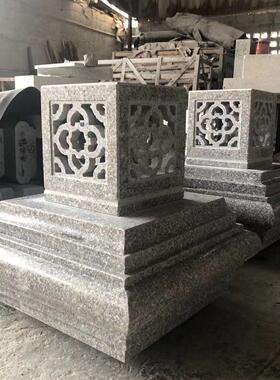石头灯太阳能门柱灯天然花岗岩别墅灯笼新中式围墙庭院