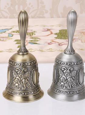 纯铜手摇铃铛响声大风铃打铃欧式复古雕花老人铃会议室铜铃当摆件