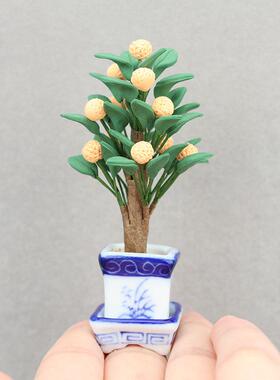 1:12娃娃屋dollhouse迷你家具微缩微缩场景摆件微缩食玩桔子树