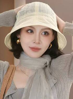 官方旗舰店帽子女款2026新款日系小清新条纹渔夫女夏季轻薄透气显