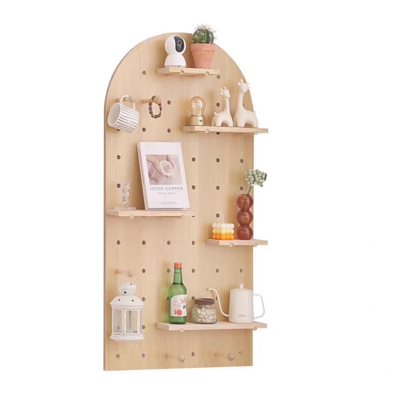 Customized solid wood hole board entrance wall storage rack accessories partition wall styling wall display storage rack