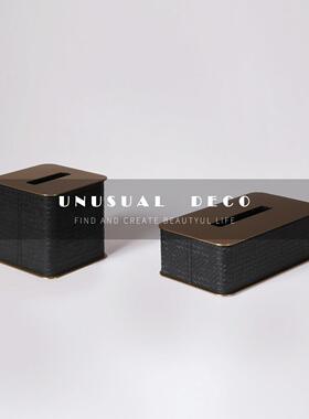 简约现代金属皮革纸巾盒创意咖啡桌餐桌纸巾盒客厅样板间家居陈设