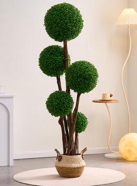 仿真球型植物仿生绿植盆栽高端轻奢客厅落地米兰假树摆件装饰