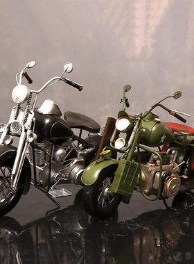 复做旧艺7122F摩铁托车家品居客厅酒柜装饰摆件模型古创意工艺品