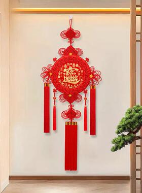 新款中国结挂饰桃木福字镇宅客厅大号入户门电视墙玄关挂饰高档