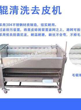 毛辊清洗机根茎类毛刷清洗除杂设备大姜土豆去皮机果蔬自动清洗