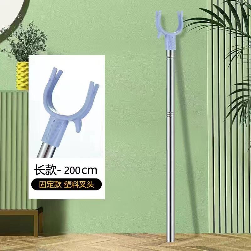 特厚304不锈钢撑衣杆可伸缩晾衣杆家用衣叉晒衣挂收衣取衣服加长 - 图1