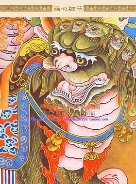 复古版 太乙救苦天尊画像 东极青华大帝神像画绢布卷轴挂画水陆画